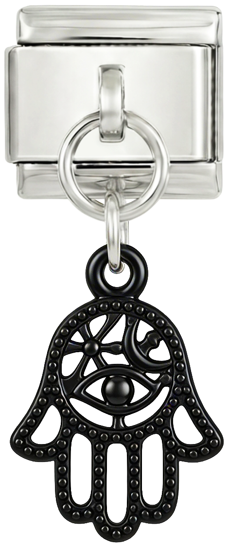 Schwarze Fatimas Hand, in Silber