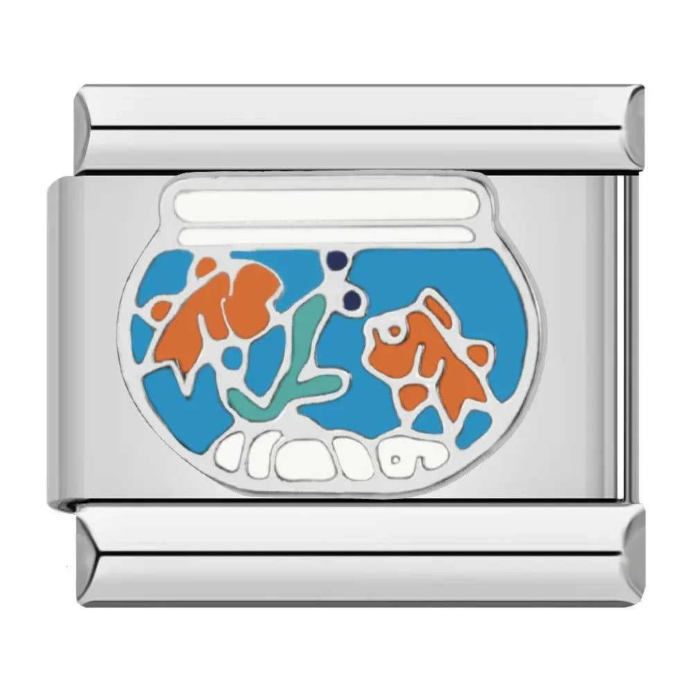 Bowl of Goldfish, on Silver - Charms Official