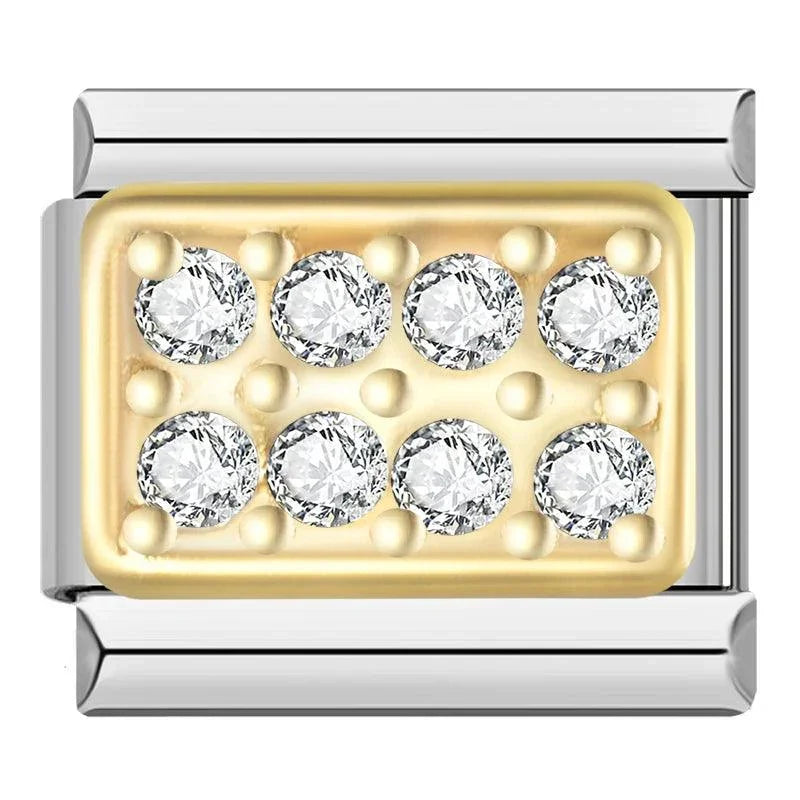 Gold Plate with White Stones - Charms Official