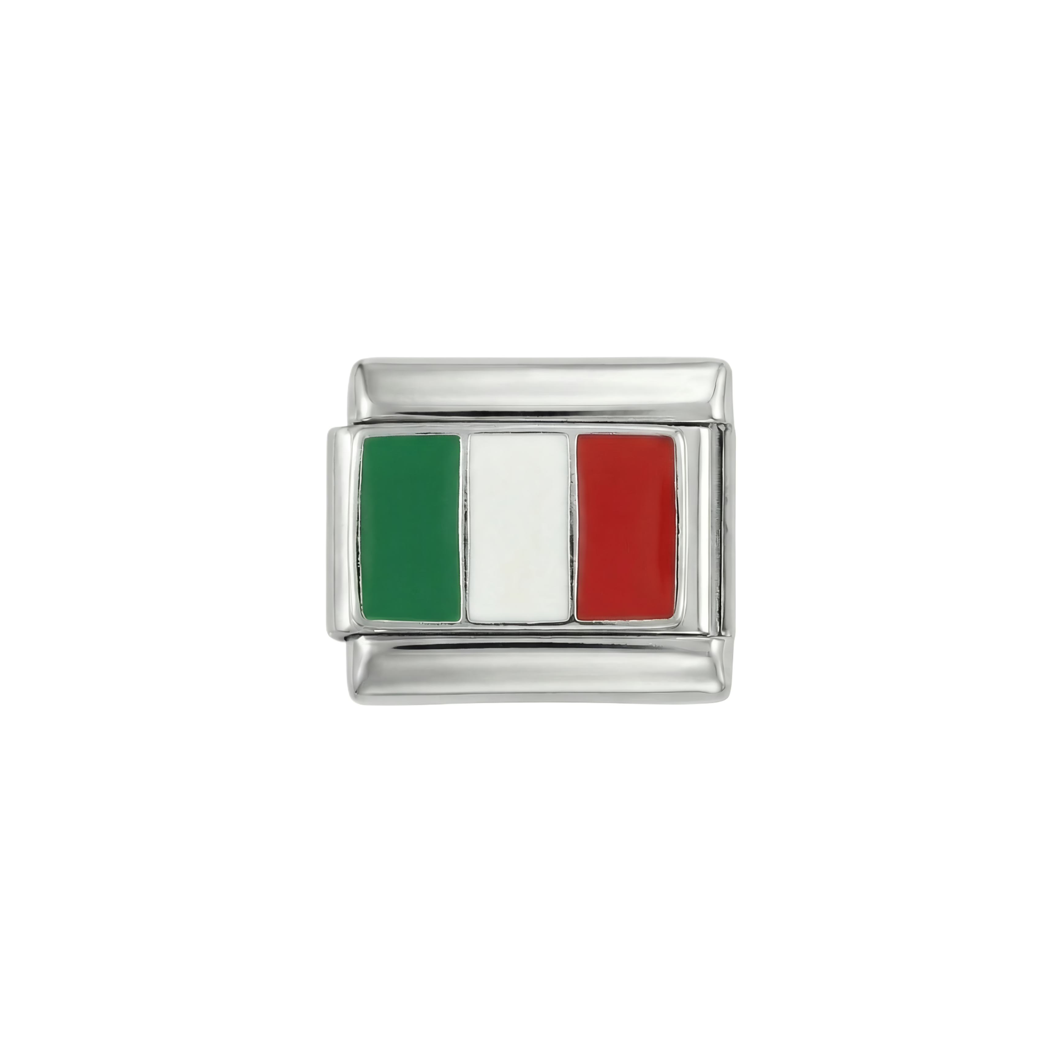 Italy Flag, on Silver