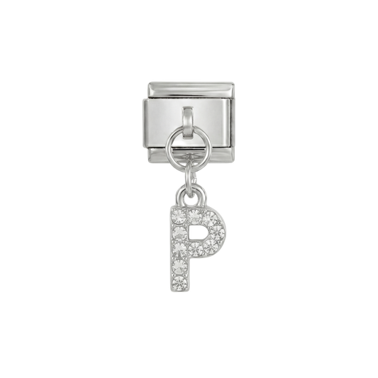 Buchstabe P, hängend, auf Silber