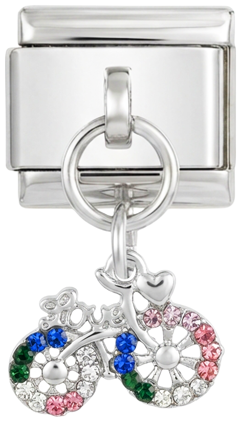 Bicycle with Stones on Silver - Bicycle-Flowers-Hanging-Silver.png