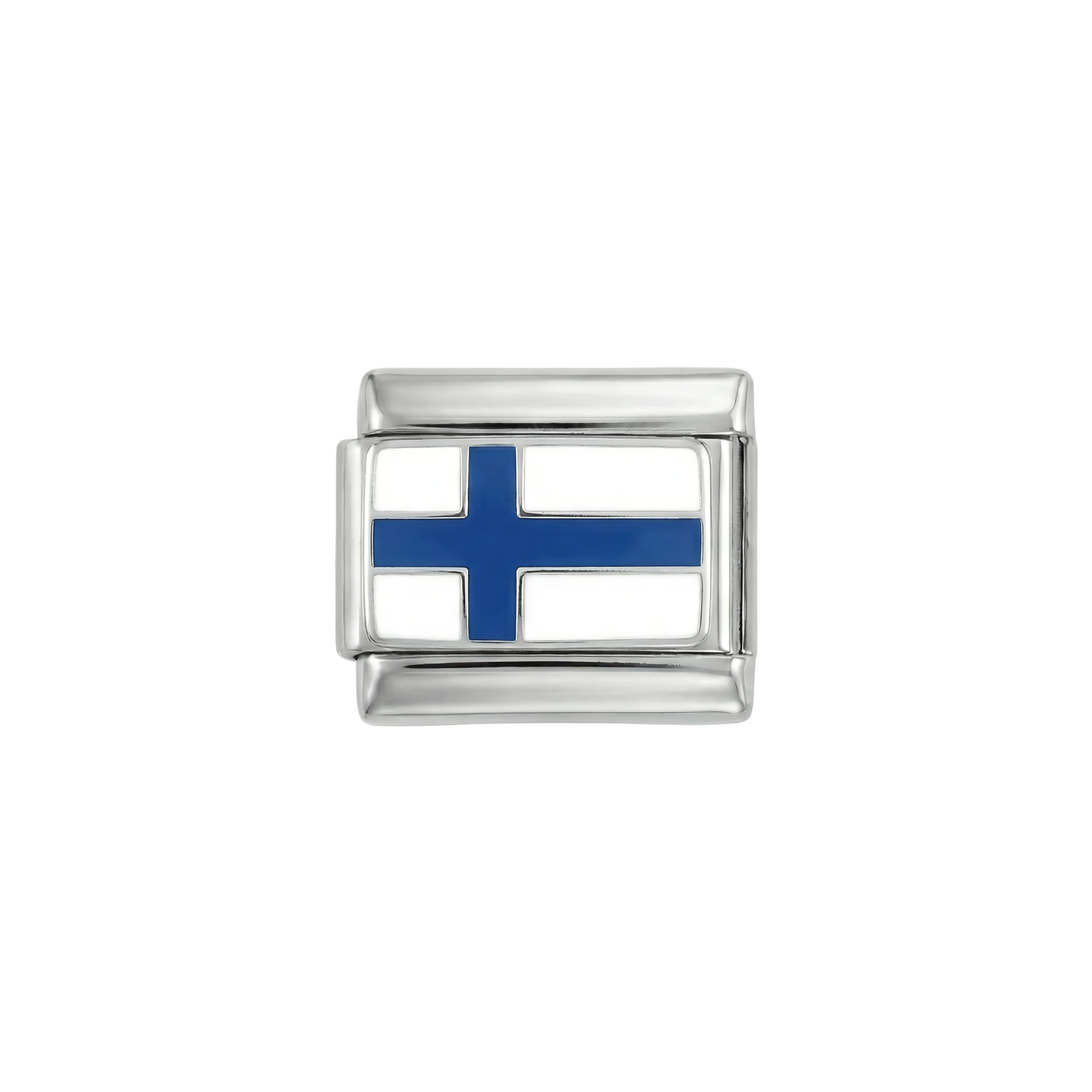 Finland Flag, on Silver