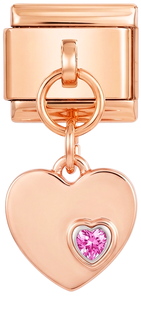 Doppeltes Herz mit lila Steinen, auf Roségold