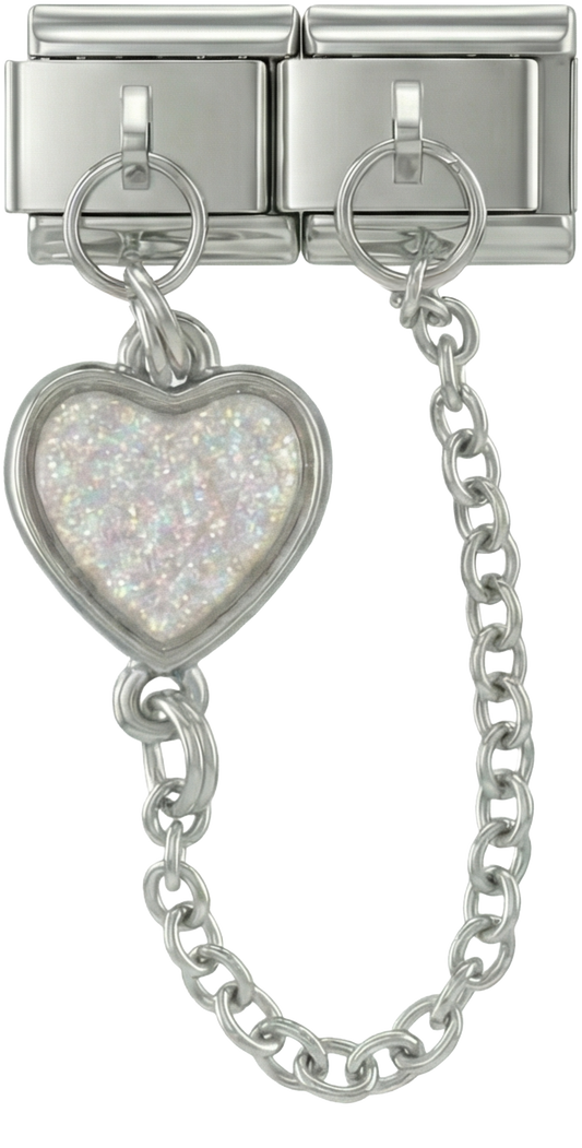 Grey Heart, Double Linked Charms on Silver - Grey-Heart-Double-Linked-Charms-on-Silver.png