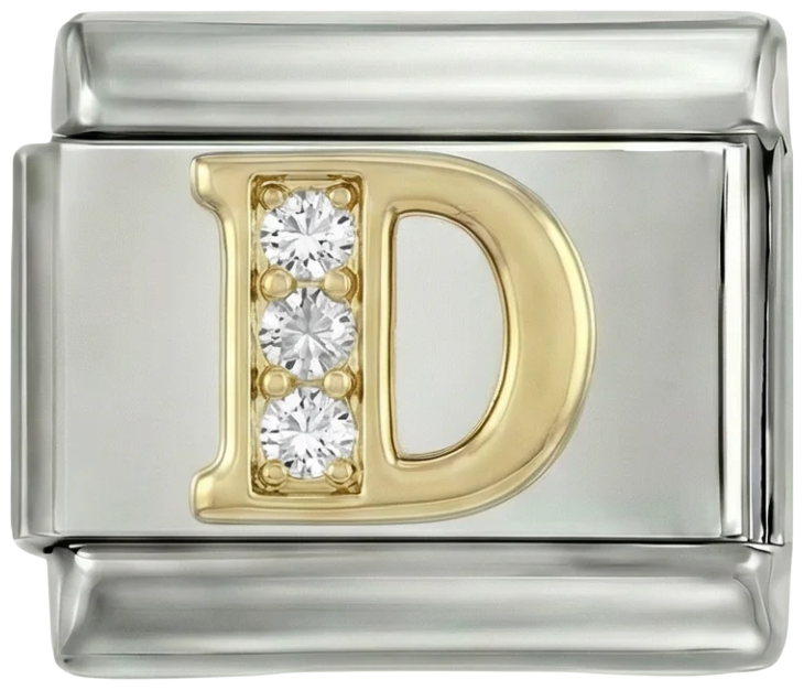 Letter D in Gold with Stones, on Silver - Letter-D-in-gold-with-stones-on-silver.png