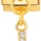 Letter J with stones, Hanging, on Gold - Letter-J-with-stones-hanging-on-gold.png