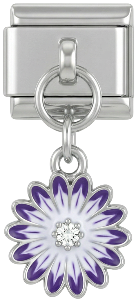 Purple Daisy with Stone, on Silver - Purple-Daisy-with-Stone-on-Silver.png