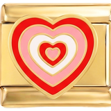 Red and Pink Hearts on Gold