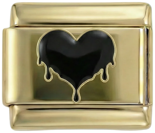 Black Melted Heart on Gold - black-melted-heart-on-gold.png