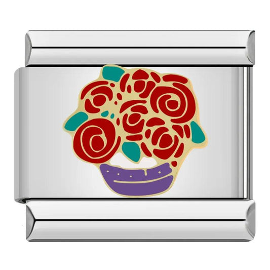 Bouquet of Roses and its Purple Pot - Charms Official