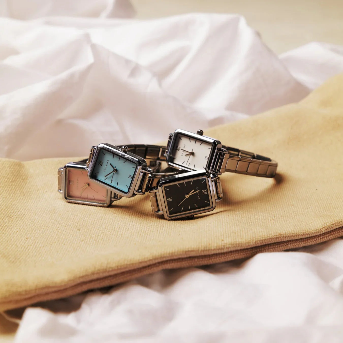 Como – Silber mit rosafarbenem Zifferblatt