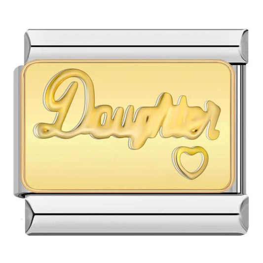 Daughter, Gold plate, on Silver - Charms Official