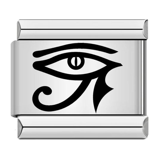 Egyptian Eye in Black, on Silver - Charms Official