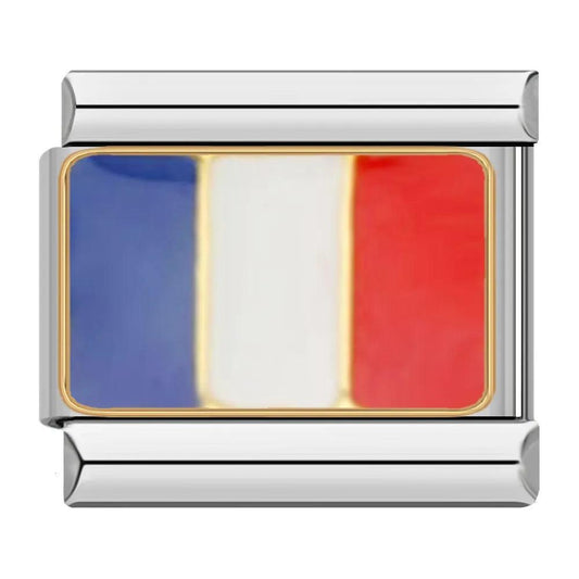 France Flag, on Silver - Charms Official