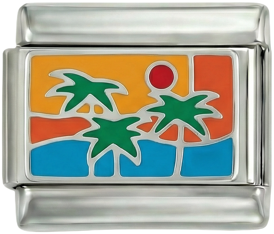 Island with Palm Trees by Sea on Silver - island-with-palm-trees-by-sea-on-silver.png