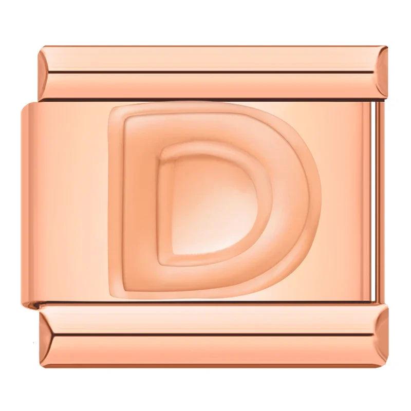 Letter D in Rose Gold, on Rose Gold - Charms Official