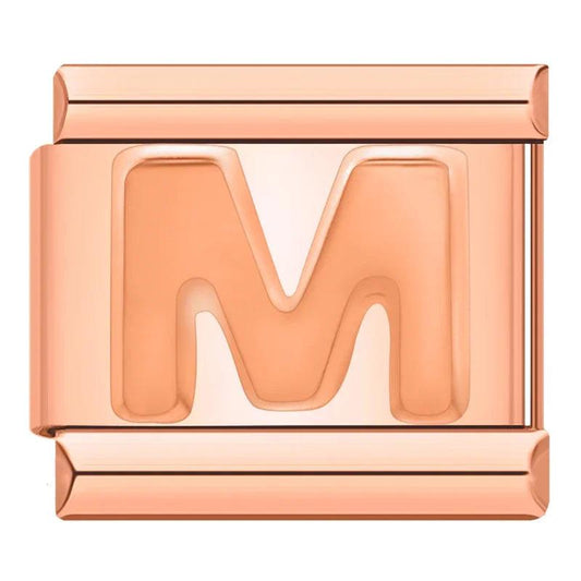 Letter M in Rose Gold, on Rose Gold - Charms Official