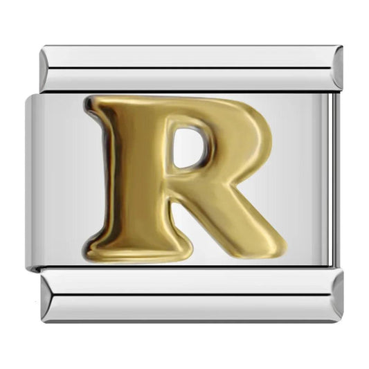 Letter R in Gold, on Silver - Charms Official