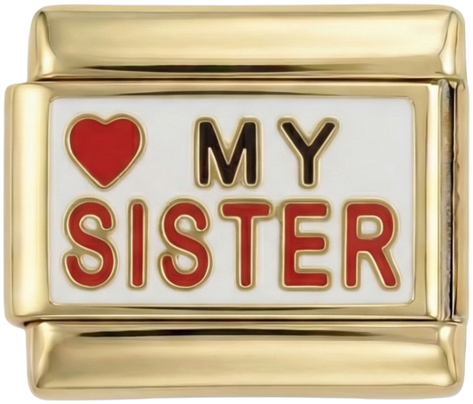 Love My Sister on White Plate on Gold - love-my-sister-on-white-plate-on-gold.png