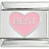 Pink Heart, BEST, on silver